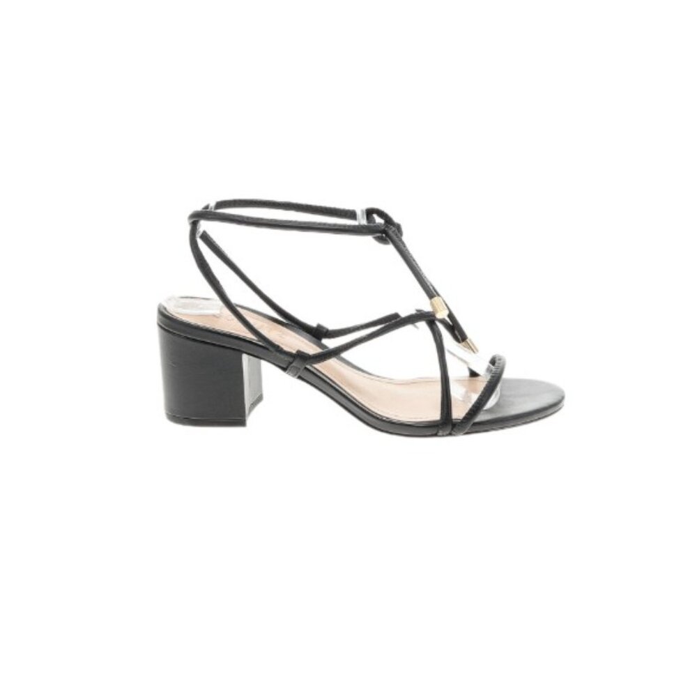 Schutz leather black Chunky Block Strappy Heel Sandals Size 5.5B